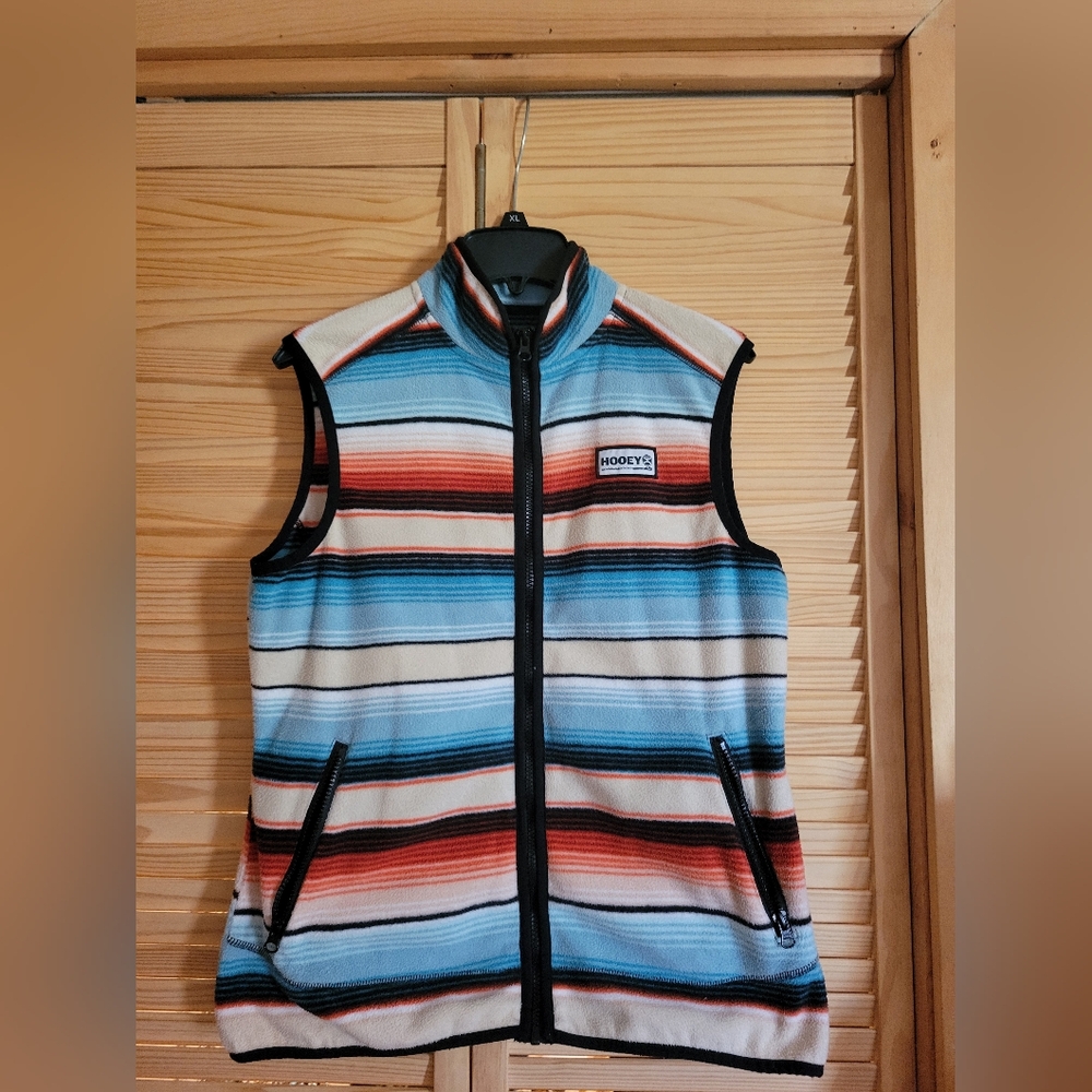 HOOey Medium Ombre full zip Vest Serape Fleece with Black Accents‎ Womans Medium